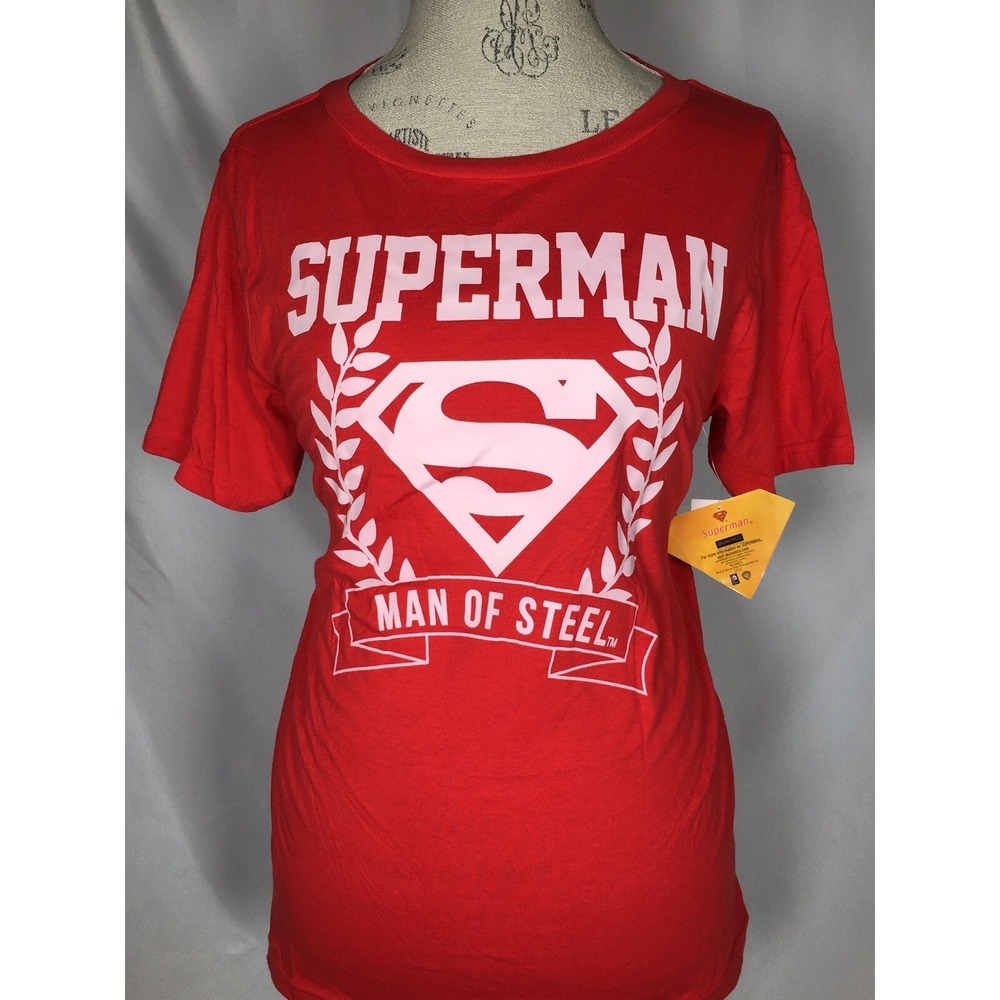 Superman Man Of Steel Red T-Shirt Women's LARGE NWT